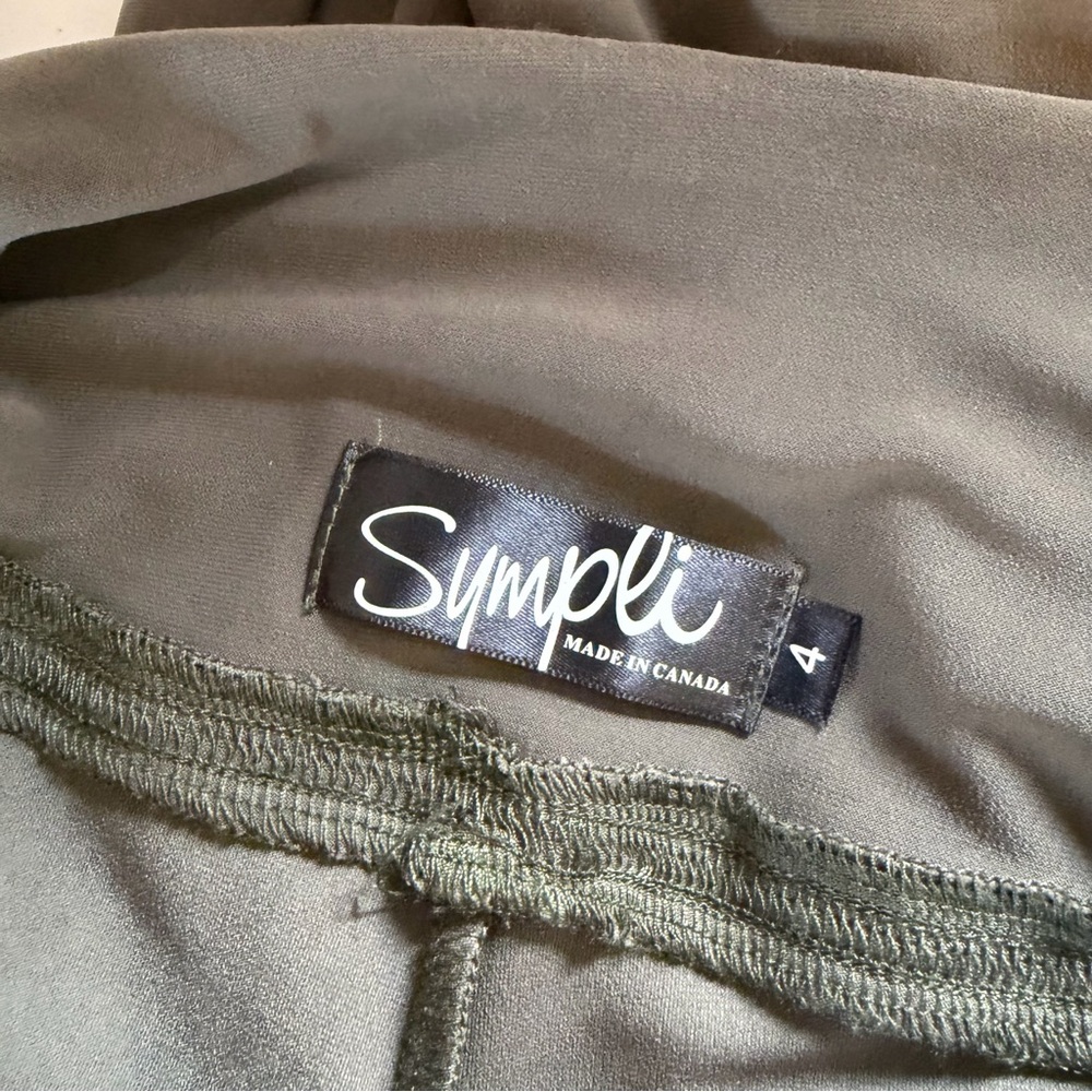 Sympli Army Green Cropped Pants Capri Stretchy Slinky High Rise size 4 Summer - Picture 5 of 12